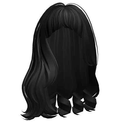 Long n' Sweet Wavy Hair w/ Curtain Bangs (Black)