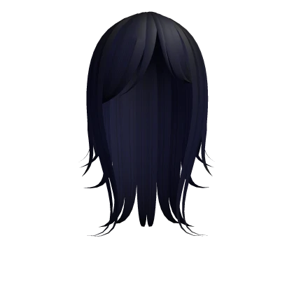 ♡ : dark blue wispy long wolf cut hair 