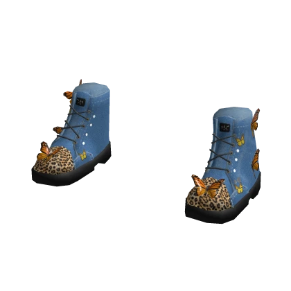 Butterfly and Denim Stomper Boots