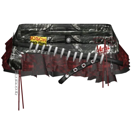 Gyaru Red Goth Emo Denim Jean Skirt