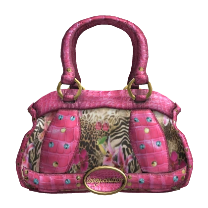 2000s Y2K Pink Leopard Tropical Gyaru McBling Bag