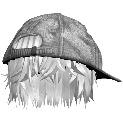 Distressed White Hat w/ White Hair