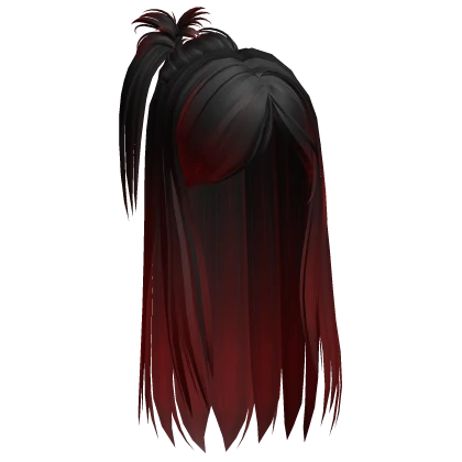 Black and Red Ombre Gyaru Scene Spikey Ponytail