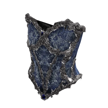 Blue Silver Royal Jeweled Corset