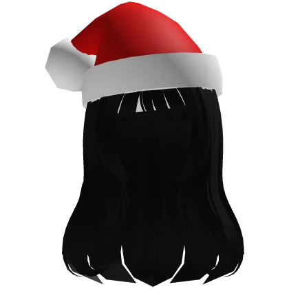 Sweet Black Hair w/ Christmas Hat