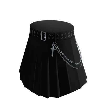 Black Pleated Emo Skirt w/ Chain