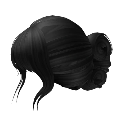 Messy Swirly Bun w/ Bangs (Black)