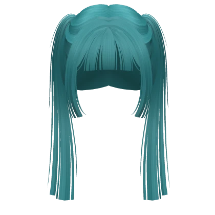 straight hime doll pigtails (teal)