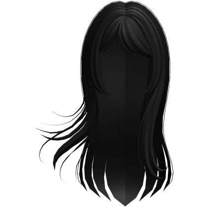 long windy anime hair with side bangs in black