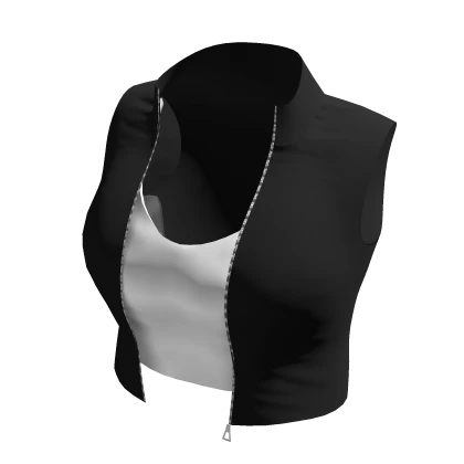 y2k Sleeveless Tank Jacket w/ Crop top Black