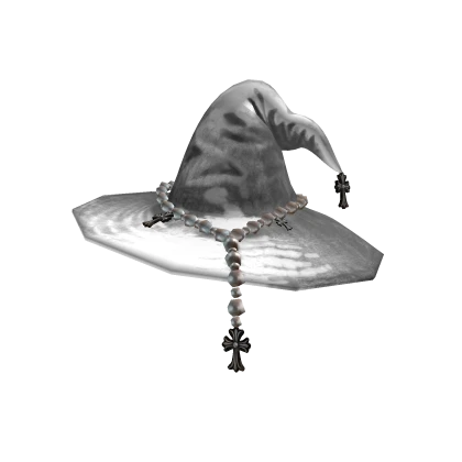 Y2K Chrome Pearl Witch Hat