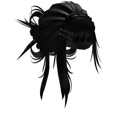 Messy Black Pulled Back Hair Bun