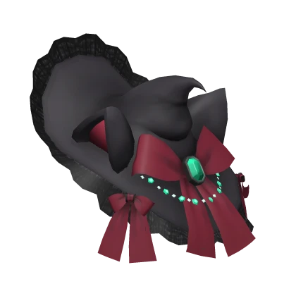 Crimson Ribbon Witch Hat with Cat Ears