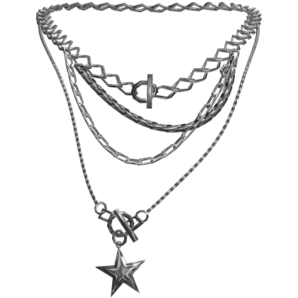 silver layered star chain necklaces