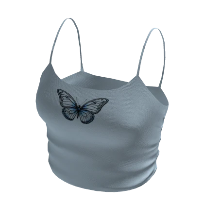 Plain Blue Butterfly Strap T-Shirt