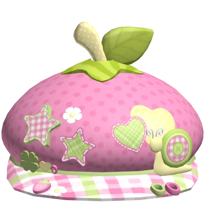 Pink green igari apple beret floral mori kei cute