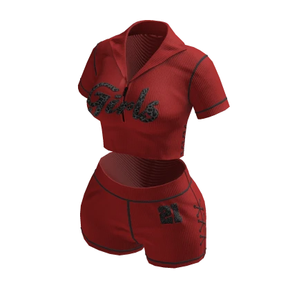 red y2k star girls outfit set