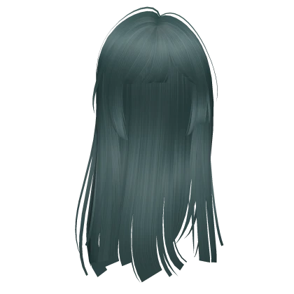 silky flowy layered hime cut (dark teal)