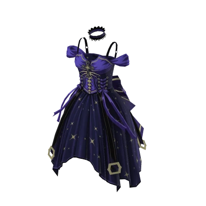 Halloween Mysterious Purple Dress Set