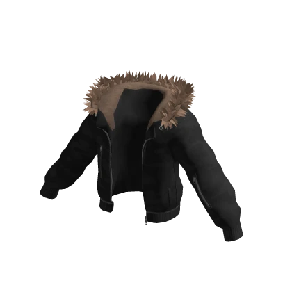 Black Camo Workwear Jacket w/ Fur