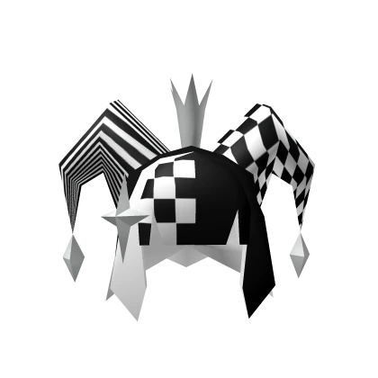 🎈💖Black and white Low poly jester hair