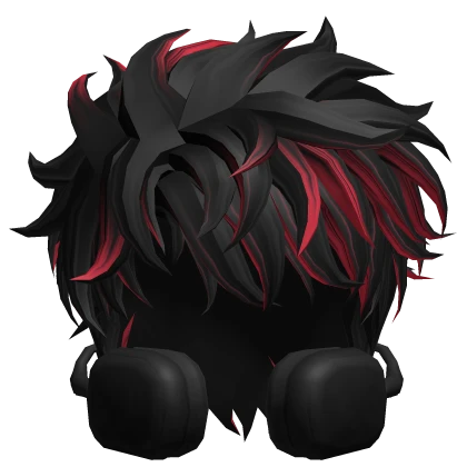 Black & Red Messy Hair w/ Headphones