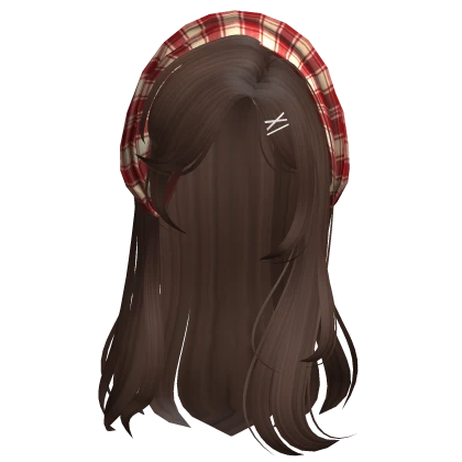 Mori Kei Igari Long Hair w Red Bandana in Brown