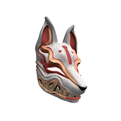 🎭🦊 White-red Cursed Japanese Kitsune Mask