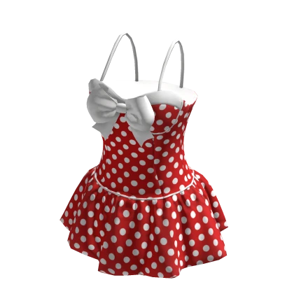 ✨ Polka Dots Red and White Bow Dress