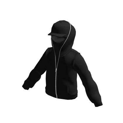 Zipped Hooded Jacket with Cap & Balaclava - Black