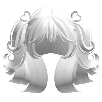Swirly Short Heart Pigtails (White)
