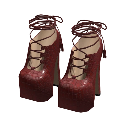 Peony Doll Platform High Heels (Red)