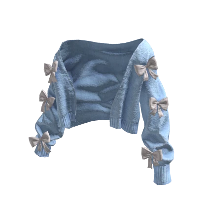 Blue Off Shoulder Knitted Sweater w/ Bows 🫐