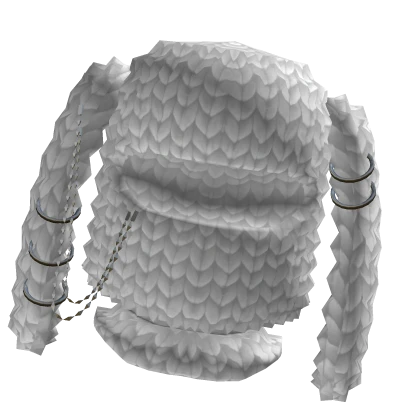 Baclava w/ Ears & Chains Fluffy Cute Y2K Emo White