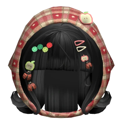 ♡ Black Short Curly Hair & Mori kei Igari Bandana