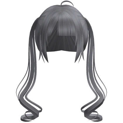 ♡ : magical curly anime pigtails silver grey