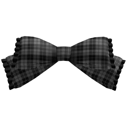 Plaid Grey Ruffled Bow