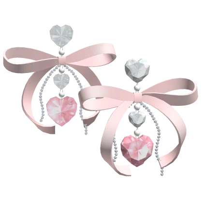 Pink Ribbon Bow Gemstone Earrings