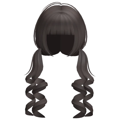  ♡ : sweet dark brown low curly pigtails