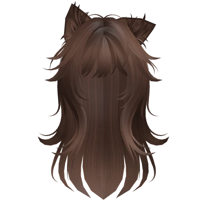 Messy Wolfcut Hair w/ Kitty Ears in Brown