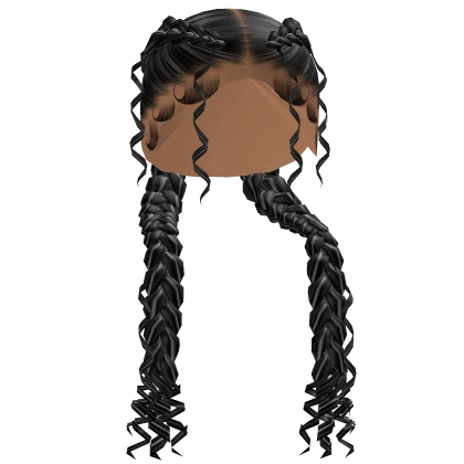 Double Curly Braids in Black w/ White Highlights