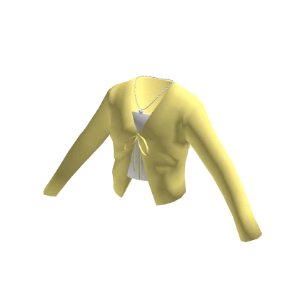 Tube Top w/ Tied Sweater & Necklace - Light Yellow