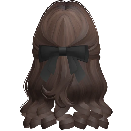 Half Up Long Wavy Flowy Hair w/ Bow (Brown)