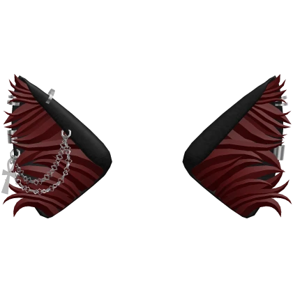 Emo Fluffy Cat Ears in Black & Red