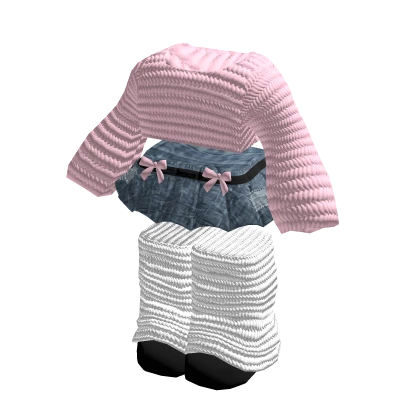 Pretty Pink Outfit w Denim Skirt