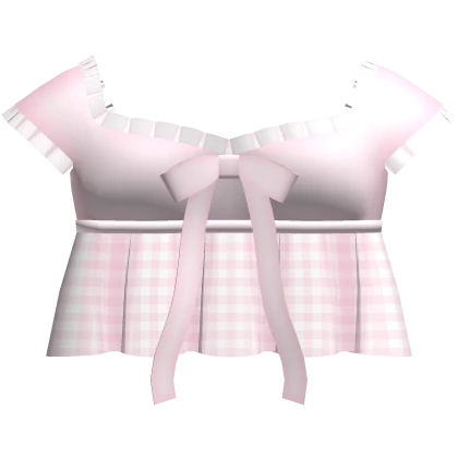 🤍 dollette frilly plaid pink top