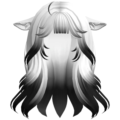 Cow Ears Flowey Pretty Girl Hair (White to Black)