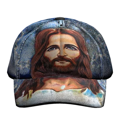 Jesus gates of heaven oil paint baseball cap