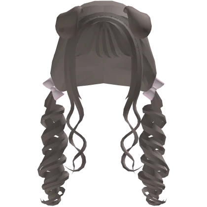 ୨୧ milk ashe swirly puppy hair w/ pink ribbons