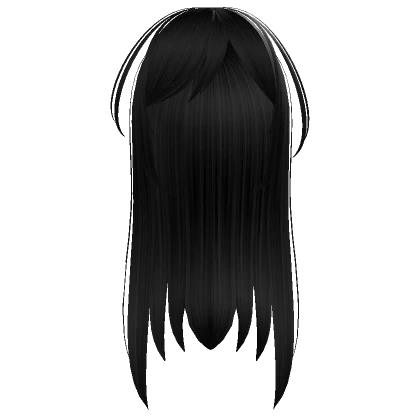 ♰ : long horror protagonist emo hair - black